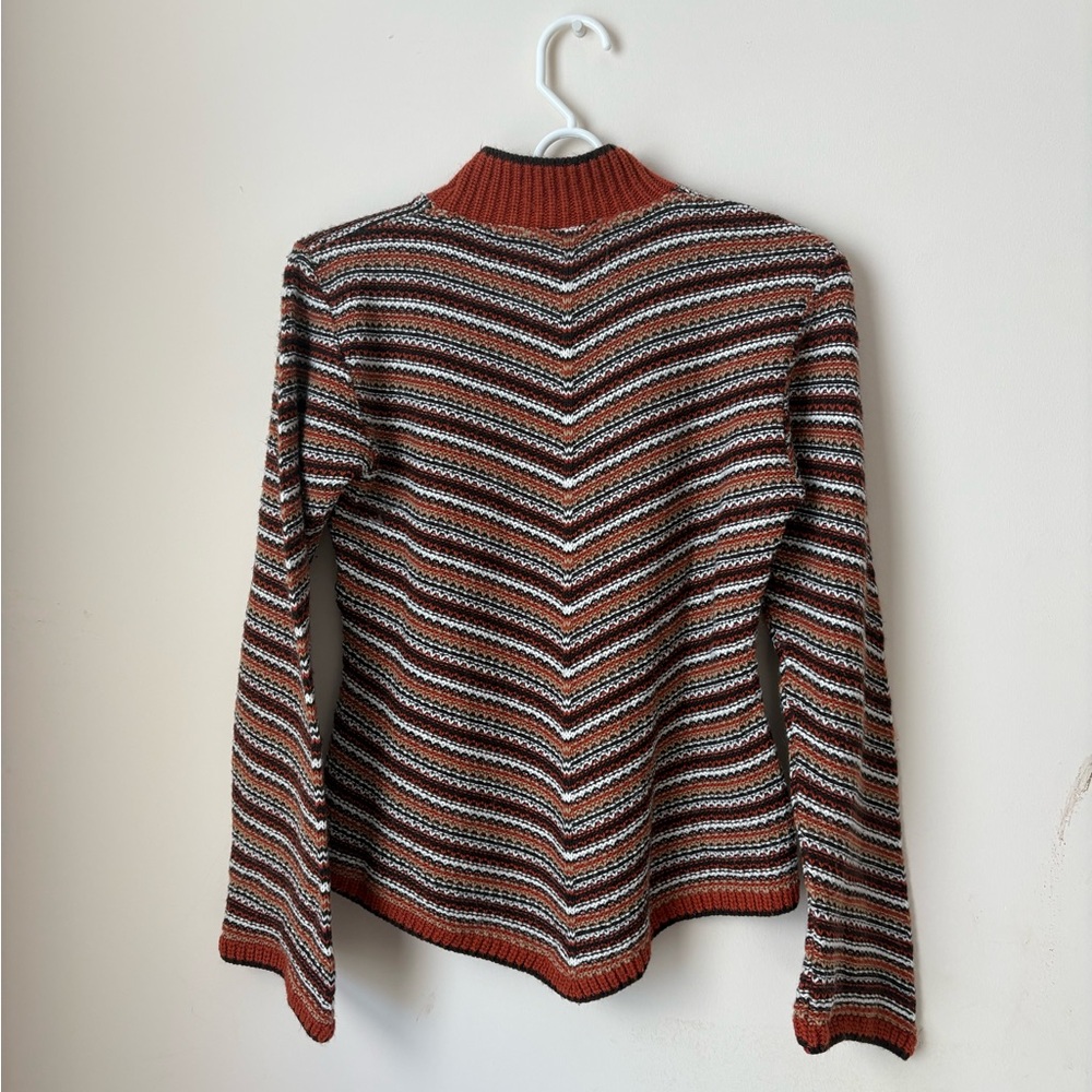 Vintage Zigzag V-Shaped Patterned Wool Blend Mock… - image 2
